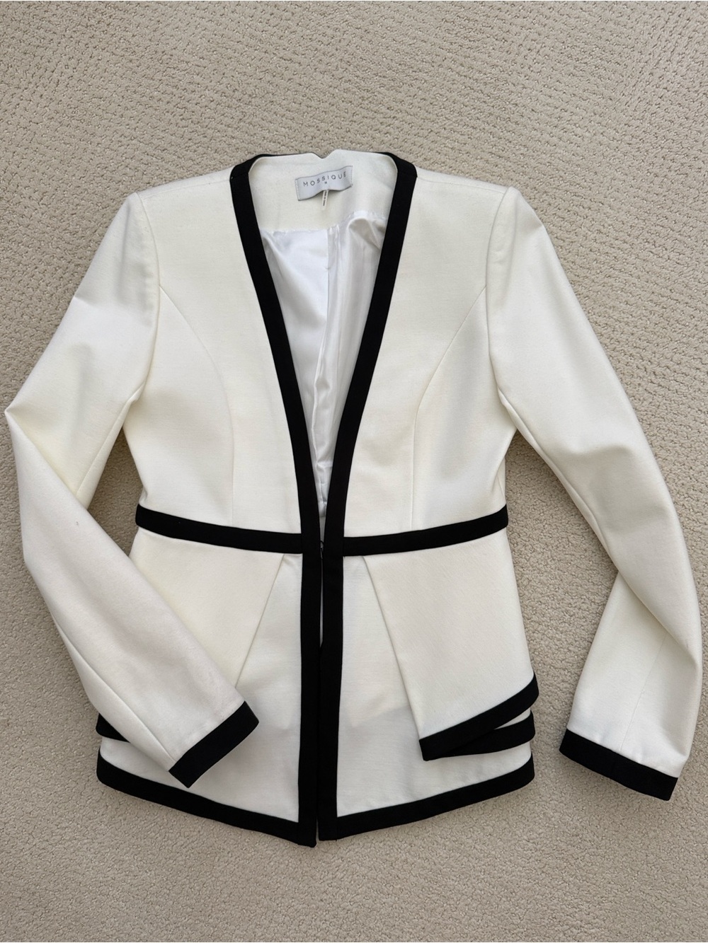 Mossique White & Black Tuxedo Blazer, Size M